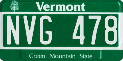 VT license plate NVG478
