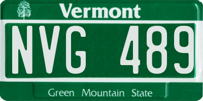 VT license plate NVG489