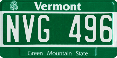 VT license plate NVG496