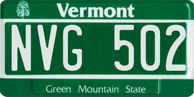 VT license plate NVG502