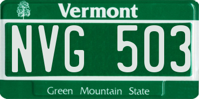 VT license plate NVG503