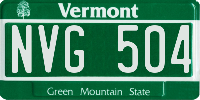 VT license plate NVG504