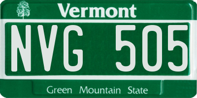 VT license plate NVG505