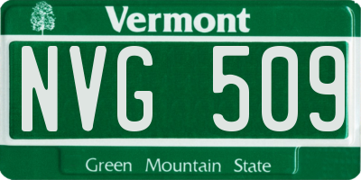 VT license plate NVG509
