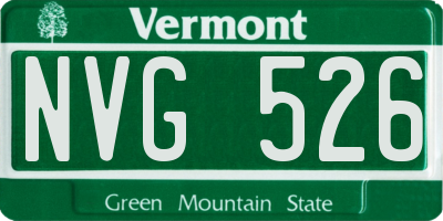 VT license plate NVG526
