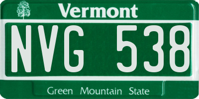 VT license plate NVG538