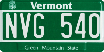 VT license plate NVG540