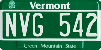VT license plate NVG542