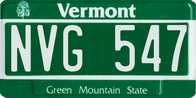 VT license plate NVG547