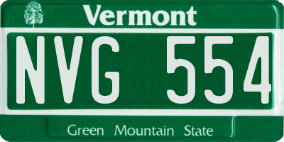 VT license plate NVG554
