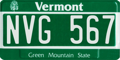 VT license plate NVG567