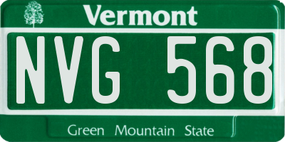 VT license plate NVG568