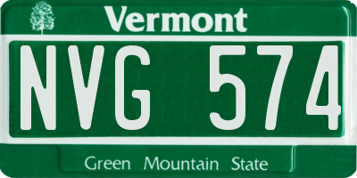VT license plate NVG574