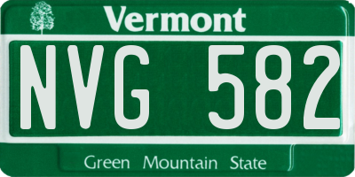 VT license plate NVG582