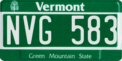 VT license plate NVG583