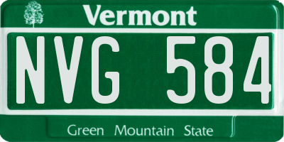 VT license plate NVG584