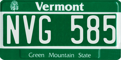 VT license plate NVG585