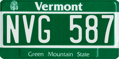 VT license plate NVG587