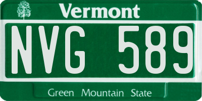 VT license plate NVG589