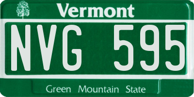 VT license plate NVG595