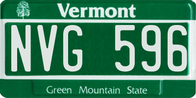 VT license plate NVG596