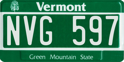 VT license plate NVG597