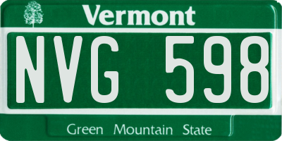 VT license plate NVG598