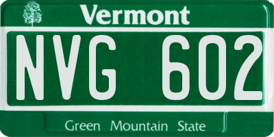 VT license plate NVG602