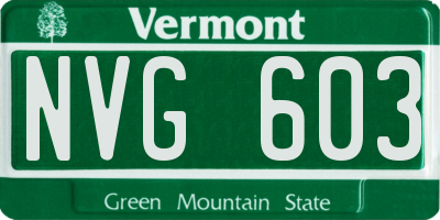 VT license plate NVG603