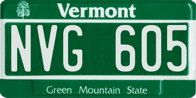 VT license plate NVG605