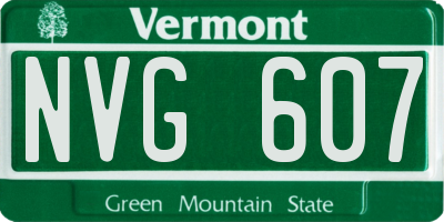 VT license plate NVG607