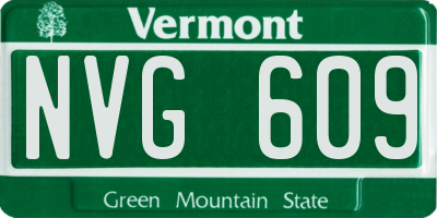 VT license plate NVG609