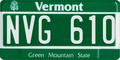 VT license plate NVG610