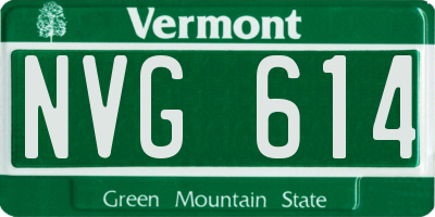 VT license plate NVG614