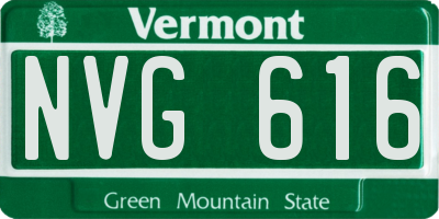 VT license plate NVG616