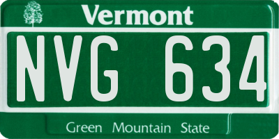 VT license plate NVG634