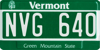 VT license plate NVG640