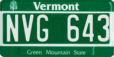 VT license plate NVG643