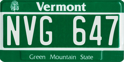 VT license plate NVG647