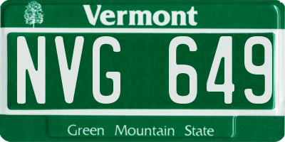 VT license plate NVG649