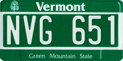 VT license plate NVG651