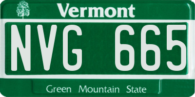 VT license plate NVG665