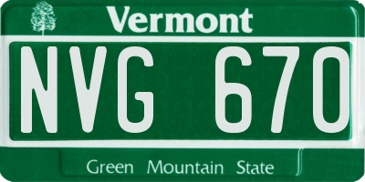 VT license plate NVG670