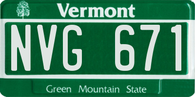VT license plate NVG671