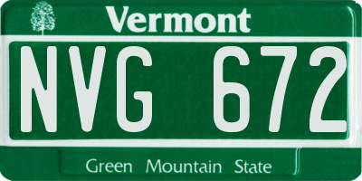 VT license plate NVG672