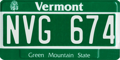 VT license plate NVG674
