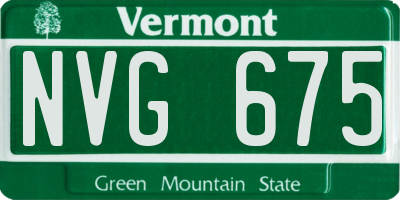 VT license plate NVG675