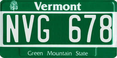 VT license plate NVG678