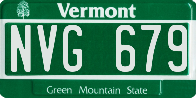 VT license plate NVG679