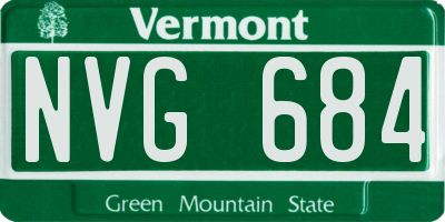 VT license plate NVG684